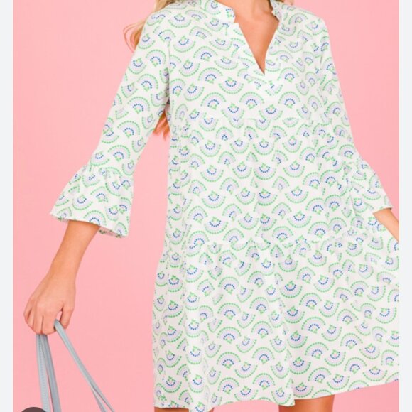 Michelle McDowell Dresses & Skirts - Michelle McDowell dress Extra Large white green blue pink ruffle beach cover up